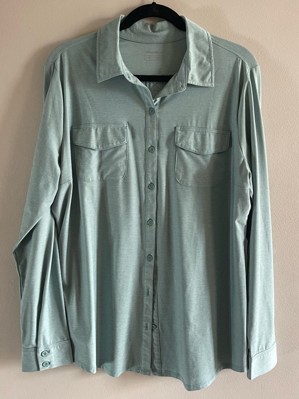Eddie Bauer long sleeve button down teal top